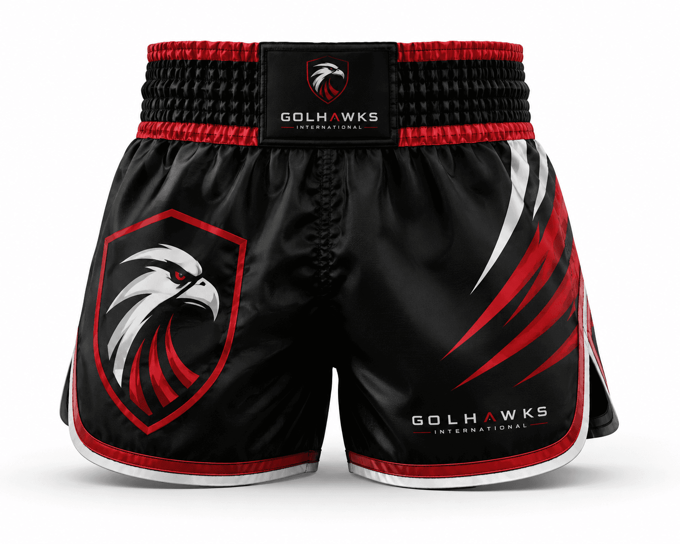 Satin Muay Thai Kickboxing Shorts - Custom MARTIAL ARTS Manufacturing by GolHawks International Sialkot